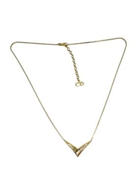 Christian Dior Gold Rhinestone Necklace | 17.5"